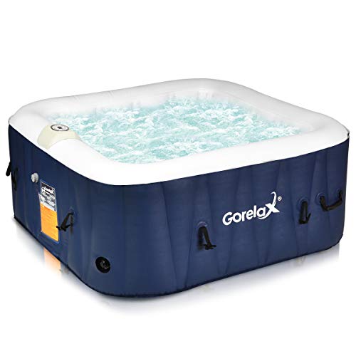 Goplus 4 6 Person Portable Outdoor Spa, Inflatable Hot Tub, Jets Bubble Massage Relaxing Massage Pool With Digital Control Panel, Removable Filter, Heating Function (4 Person)