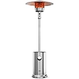 EAST OAK 48,000 BTU Patio Heater for Outdoor Use With Round Table Design, Double-Layer Stainless Steel Burner and Wheels, Outdoor Patio Heater for Home and Commercial, Stainless Steel