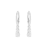 Swarovski Stilla Attract Trilogy Drop Pierced Earrings with White Crystals on a Rhodium Plated Setting with Hinged Closure