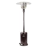 Amazon Basics 46,000 BTU Outdoor Propane Patio Heater with Wheels, Commercial & Residential, Havana Bronze, 32.1 x 32.1 x 91.3 inches (LxWxH)
