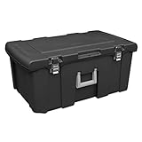 Sterilite Footlocker, Stackable Wheeled Storage Bin with Handle and Latching Lid, Plastic Rolling Container for Home Organization, 2-Pack, Black