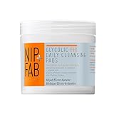 Nip + Fab Glycolic Acid Fix Daily Cleansing Pads for Face with Hyaluronic Acid, Witch Hazel, Exfoliating Resurfacing AHA Facial Cleanser for Exfoliation Even Skin Tone Brighten Skin, 60 Pads