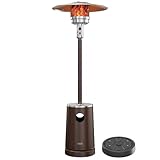 EAST OAK 50,000 BTU Patio Heater with Sand Box, Table Design, Double-Layer Stainless Steel Burner, Wheels, Triple Protection System, Outdoor Heater for Home and Residential, 2023 Upgrade, Bronze