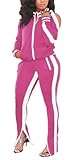 TOPONSKY Nasty Gal Clothing For Women Outfit Sweatsuit Sets 2 Piece Rose White XL