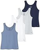 Lucky Brand Women's Tank Top - 4 Pack Stretch Cotton Scoop Neck Sleeveless T-Shirt (S-XL), Size Medium, Blue/Grey/Slate/White