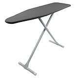 HOMZ T-Leg Clothes Ironing Board, Compact Foldable Standard Size Adjustable Height with Foam Pad & Cotton Cover, Charcoal Gray