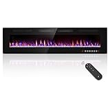 72” Recessed and Wall Mounted Fire Places Electric Fireplace with Remote Control, Toucn Screen