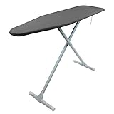 HOMZ T-Leg Clothes Ironing Board, Compact Foldable Standard Size Adjustable Height with Foam Pad & Cotton Cover, Charcoal Gray