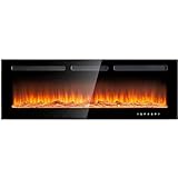 oneinmil Electric Fireplace, 50 inch Wide Recessed/Wall Mounted Electric Fireplace, Remote Control with Timer 12 Adjustable Color Flame, Remote Control,with Crystal Stone, 750/1500W