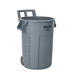 Rubbermaid Commercial Products Vented Wheeled Brute Trash Container, 32 Gal Gray, for Landscapers/Construction Sites/Restaurants/Back of House/Offices/Warehouses/Commercial Environments (2179403)
