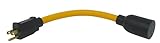Coleman Cable 90208802 090208802 Generator Cord Adapter from 5-15P to L5-20R (9 in 12/3 Gauge) Yellow
