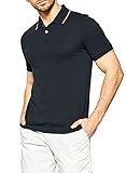 A｜X ARMANI EXCHANGE Mens Short Sleeve Jersey Knit Polo Shirt, Navy Blue, Small US