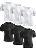 TELALEO 6 Pack Men's Compression Shirt Short Sleeve Athletic Baselayer Sports T Shirts Workout Tops for Men Black White L