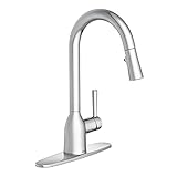Moen Adler Chrome One-Handle High Arc Kitchen Sink Faucet with Power Clean, Modern Kitchen Faucet with Pull Down Sprayer, 87233