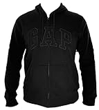 GAP Men's Full Zip Fleece Logo Hoodie (Medium, Black / Black Logo)