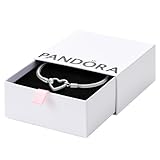 Pandora Moments Heart Clasp Snake Chain Bracelet - Charm Bracelet for Women - Compatible Moments Charms - Sterling Silver - 6.7' - With Gift Box