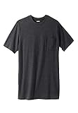 KingSize Men's Big & Tall Shrink-Less Lightweight Longer-Length Crewneck Pocket T-Shirt - 5XL, Heather Charcoal