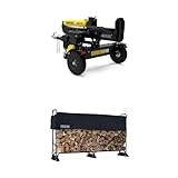 Champion Power Equipment PRO Grade 40-Ton Gas Log Splitter and 96' Heavy Duty Wood Rack with Cover Kit