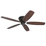 Honeywell Ceiling Fans Glen Alden, 52 inch Classic Flush Mount Indoor Ceiling Fan with No Light, Pull Chain, Quick-2-Hang Dual Finish Blades, Reversible Motor - 50516-01 (Oil Rubbed Bronze)