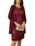 Red Sequin Dress for Women formal Dresses for Women Mother of The Bride Sequin Dress Wine L
