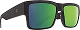 SPY Optic Cyrus, Square Sunglasses, Color and Contrast Enhancing Lenses, Matte Black - Happy Gray Green Lenses