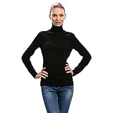 Citizen Cashmere Turtleneck Sweater for Women - 100% Cashmere Winter Clothes Pullover Medium Weight Black