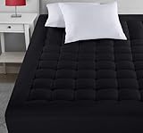 Utopia Bedding Twin Mattress Pad, Quilted Fitted Premium Mattress Protector, Deep Pocket Mattress Cover Stretches up to 16 Inches, Fluffy Pillow Top Mattress Topper (39x75 Inches, Black)