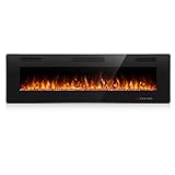 Antarctic Star 60 Inch Electric Fireplace in-Wall Recessed and Wall Mounted, Fireplace Heater and Linear Fireplace with Multicolor Flame, Timer, 750/1500W Control by Touch Panel & Remote…