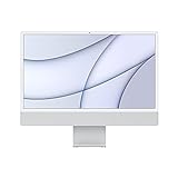 Apple 2021 iMac All in one desktop computer with M1 chip: 8-core CPU, 7-core GPU, 24-inch Retina display, 8GB RAM, 256GB SSD storage, matching accessories. Works with iPhone/iPad; Silver