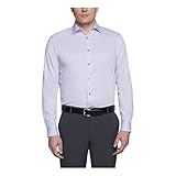 Calvin Klein Men's Regular Fit Non Iron Herringbone Spread Collar Dress Shirt, Lilac, 15.5' Neck 32'-33' Sleeve