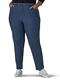 Chic Classic Collection Women's Plus Size Stretch Elastic Waist Pull-On Pant, Mid Shade Denim, 22