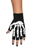 Hot Topic Skeleton Black Fingerless Gloves MULTI One Size