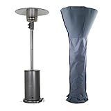 GRAND PATIO Outdoor Propane Heater with Wheels, 48,000 BTU Freestanding Mushroom 7' Powder Coated LP Patio Heater with protective cover, Graphite