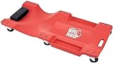 BIG RED TRP6240 Torin Blow Molded Plastic Rolling Garage/Shop Creeper: 40' Mechanic Cart with Padded Headrest, Dual Tool Trays and 6 Casters, Red