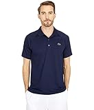 Lacoste Mens Ultra Dry Raglan Sleeve Polo Sport Short, Navy Blue, X-Large