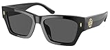 Tory Burch Women's TY7169U Universal Fit Rectangular Sunglasses, Black, 52mm
