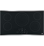 GE JP5036SJSS 36 Inch Smoothtop Electric Cooktop with 5 Radiant Elements, Center Tri-Ring Burner, Digital Touch Controls, Built-in Kitchen Timer, Keep Warm, Melt Setting, ADA Compliant Fits Guarantee