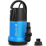 FOTING Sump Pump 1HP Clean/Dirty Submersible Water Pump, Thermoplastic Portable Utility Pump 3960 GPH for Swimming Pool Garden Pond Basement Window Wells with 25ft Long Power Cord
