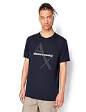 A|X ARMANI EXCHANGE mens Crew Neck Logo Tee T Shirt, Quilted Logo Navy, Medium US