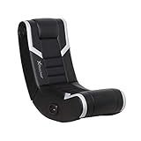 X Rocker Eclipse Video Gaming Floor Chair with Built-In Headrest Speakers, Wireless Bluetooth, Foldable, Vegan Leather, 275 lbs Max, Amazon Exclusive, Black and Silver