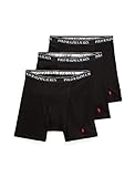 POLO RALPH LAUREN Men's Classic Fit Cotton Boxer Briefs, Trunks & Long Leg Available, 3-Pack, Black/RL2000 Red PP, Large