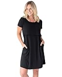 Kindred Bravely Eleanora Ultra Soft Maternity and Nursing Nightgown and Lounge Dress (Black, Medium)