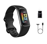 Fitbit Charge 5 Advanced Fitness Tracker with GPS, Heart Rate, Sleep & Health Tracker - Power Bundle with Adapter (Graphite Stainless Steel)