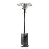 Amazon Basics 46,000 BTU Outdoor Propane Patio Heater with Wheels, Commercial & Residential, Slate Gray, 32.1 x 32.1 x 91.3 inches (LxWxH)