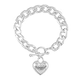 Juicy Couture Silvertone Heart Charm Toggle Bracelet