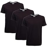 Kenneth Cole REACTION Mens T-Shirt Pack of 3 - UPF 50+ Cotton/Spandex Jersey Slim Fit Black T Shirts for Men (Black, Large)