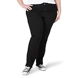 Lee Women's Size Relaxed Fit Straight Leg Jean, Black Onyx, 20 Plus Long