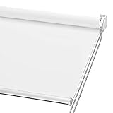 ChrisDowa 100% Blackout Roller Shade, Window Blind with Thermal Insulated, UV Protection Fabric. Total Blackout Roller Blind for Office and Home. Easy to Install. White,20' W x 72' H
