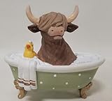 Hobby Lobby Adorable Highland Cow in Polka Dot Bathtub Figurine, 6.14' x 3.3' x 5.63', Bathroom Decor