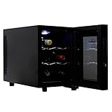 Koolatron 6 Bottle Wine Cooler, Black, Thermoelectric Wine Fridge, 0.65 cu. ft. (16L), Freestanding Wine Cellar, Red, White and Sparkling Wine Storage for Small Kitchen, Apartment, Condo, RV